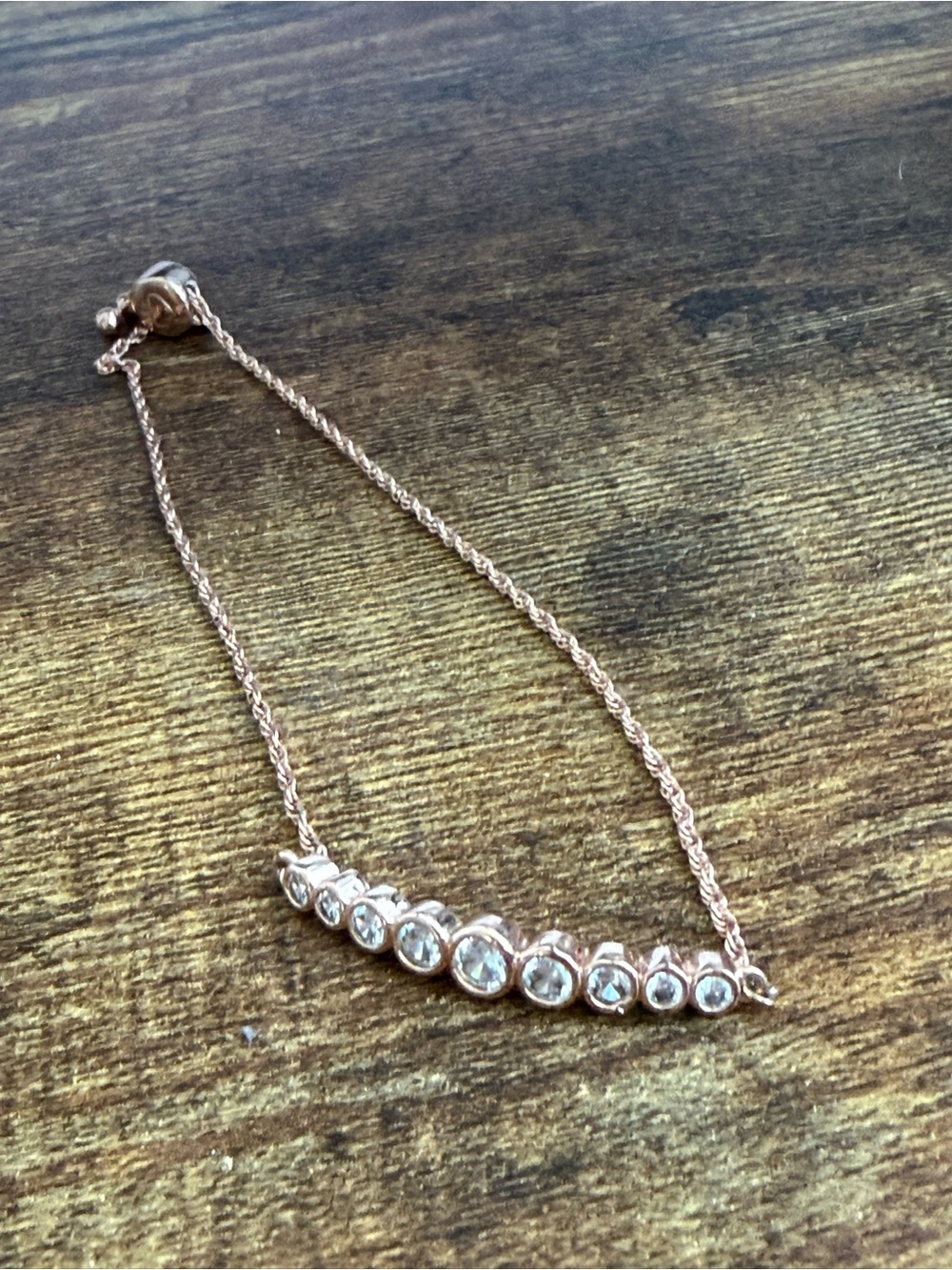 Rose Gold Crystal Station Necklace - Women's Jewelry